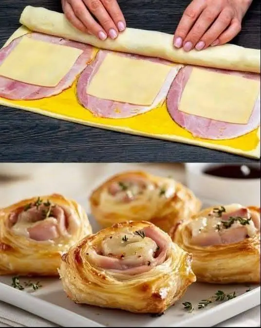 the best Ham and Cheese Puff Pastry Pinwheels
