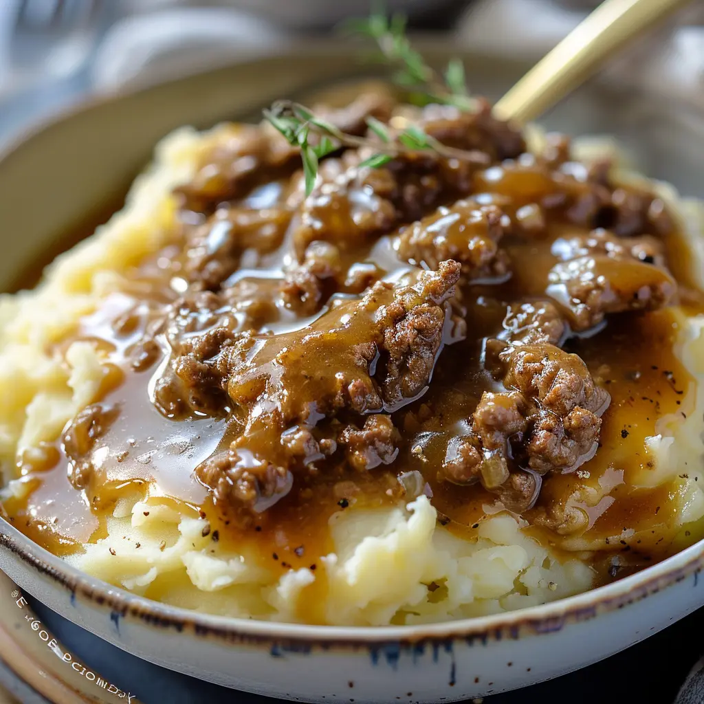 Ground Beef and Gravy over Mashed Potatoes is a hearty, comforting classic that brings warmth to the table!