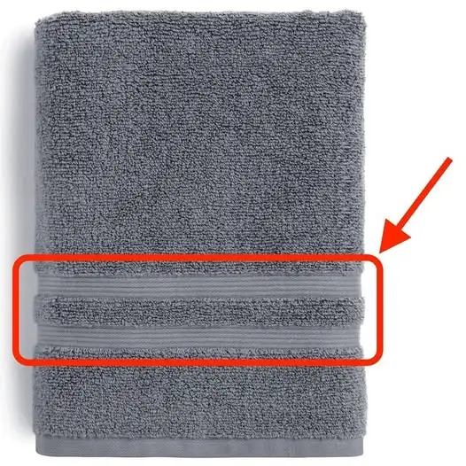 What is the purpose of the fabric bands on bath towels?