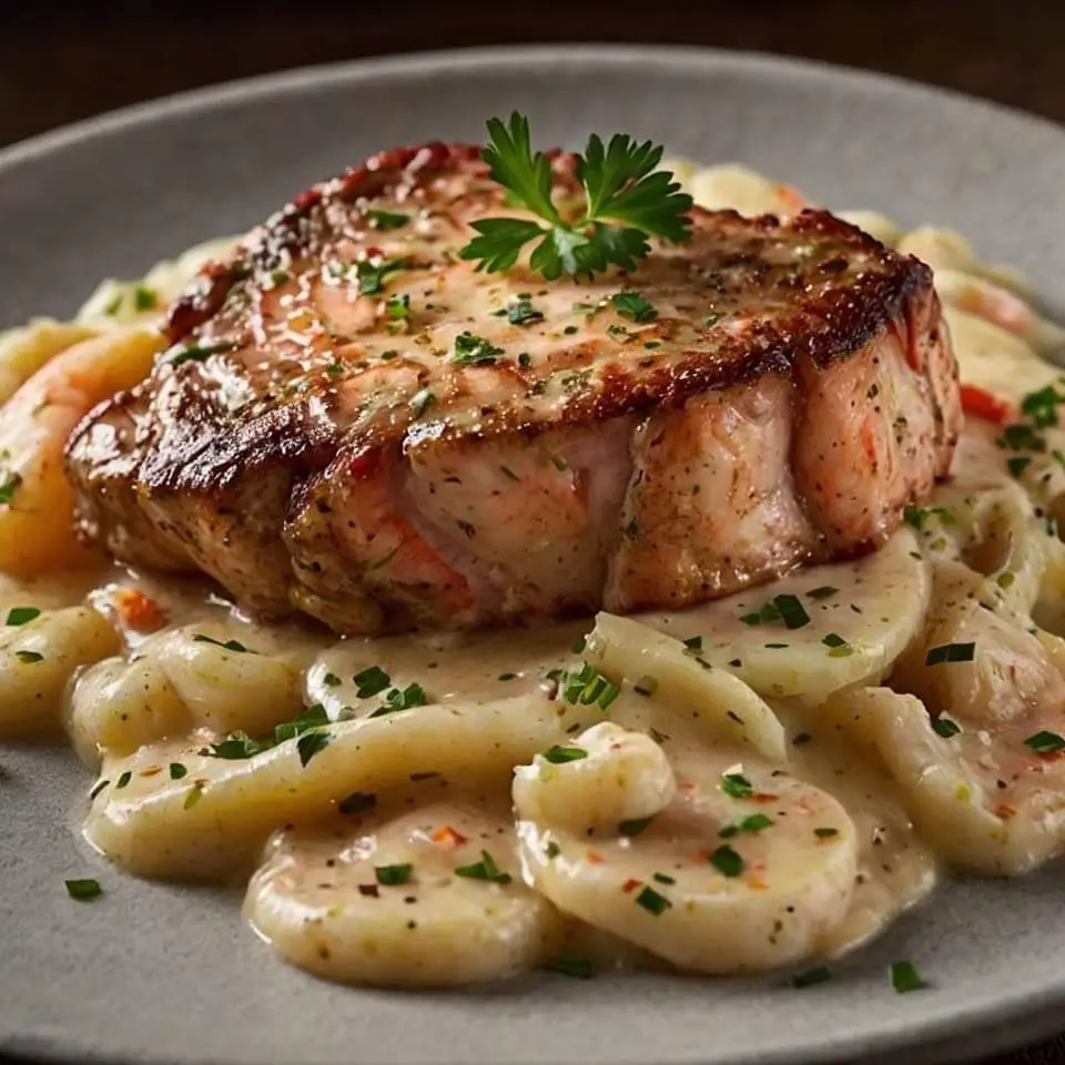 Steak with Creamy Shrimp and Lobster Sauce
