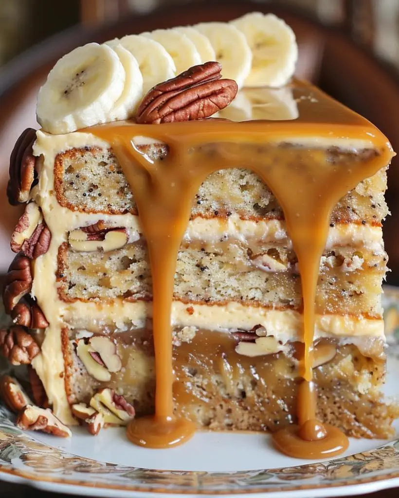 Southern Banana Pecan Caramel Cake Recipe