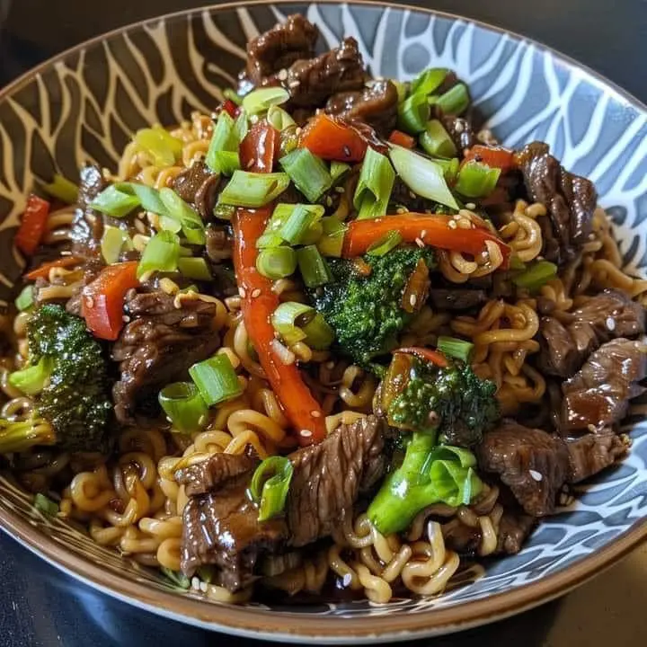 Mongolian Beef Stir-Fry with Ramen