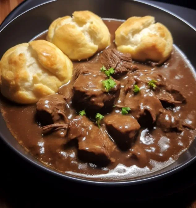 Hearty Chuck Steak with Onions and Dumplings