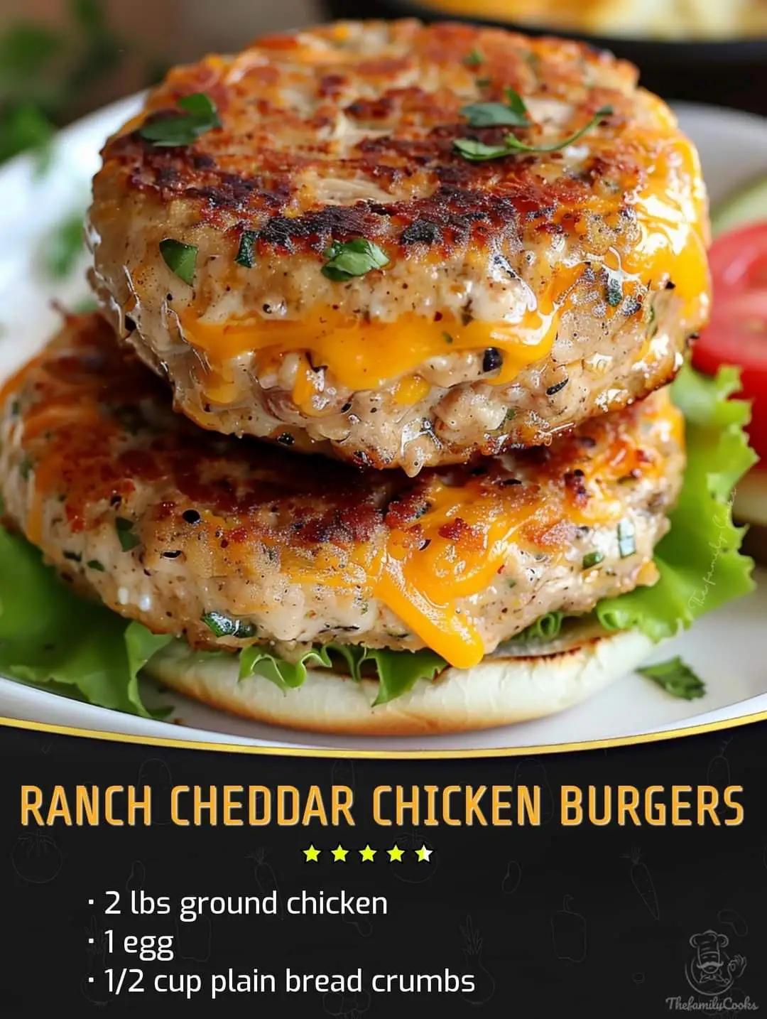 Ranch Cheddar Chicken Burgers